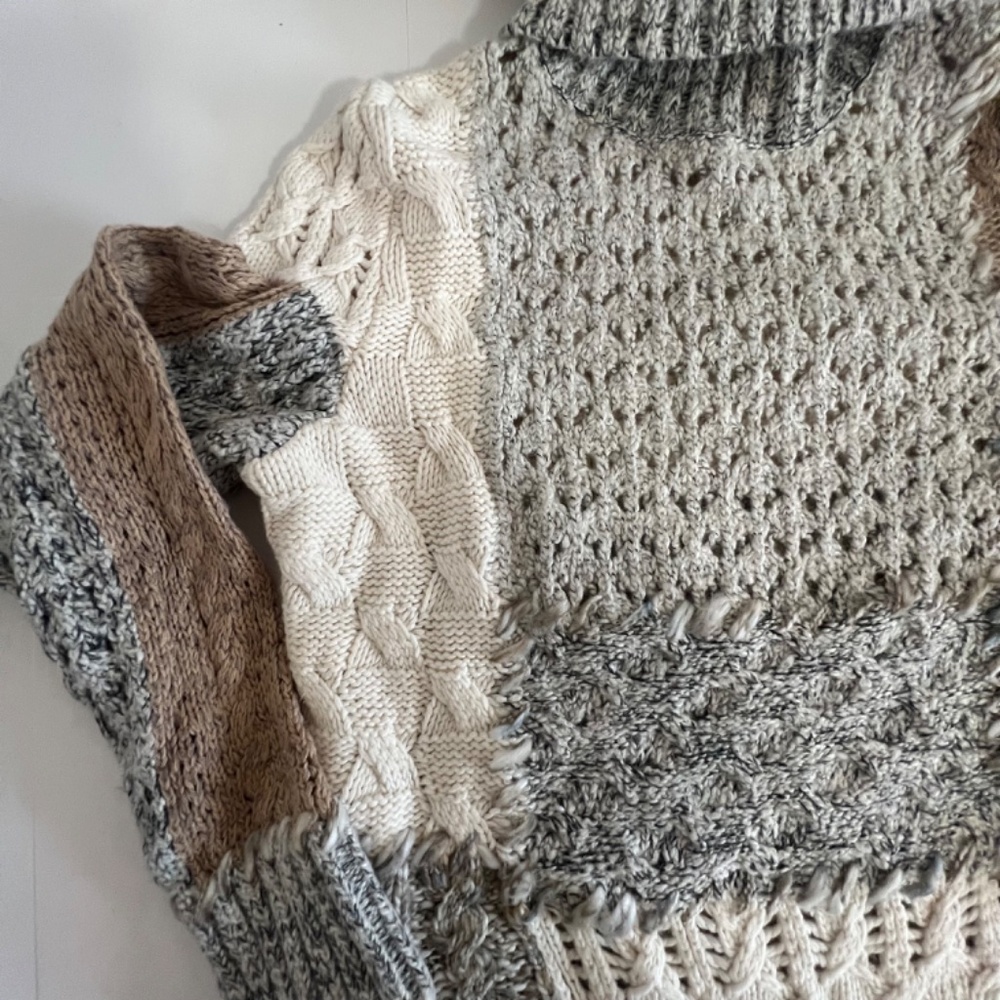 Coldwater Creek Patchwork Turtle Neck Chunky Open… - image 3